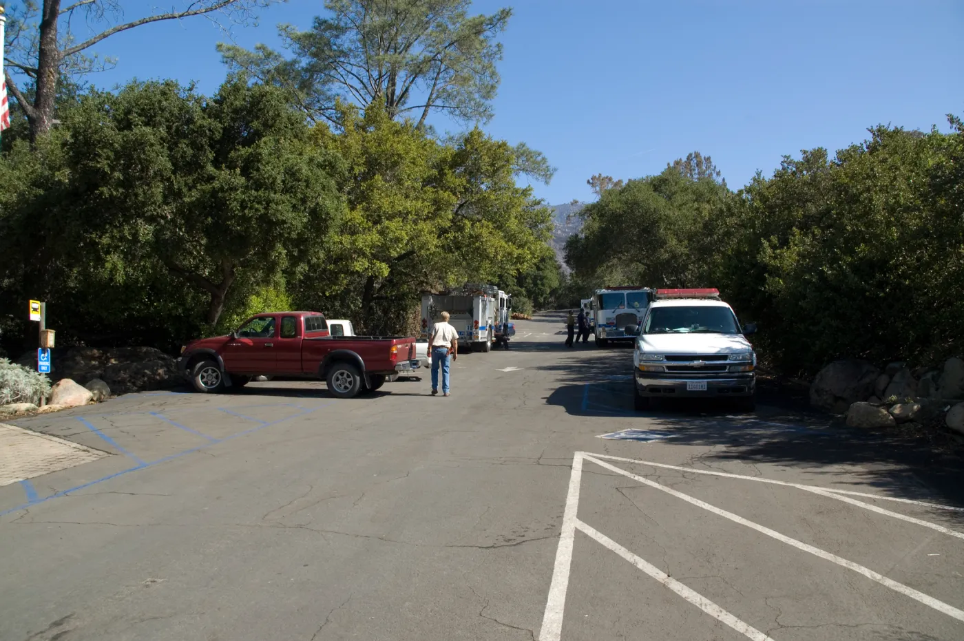 Fire vehicles in the SBBG Parking Lot after the Jesusita Fire