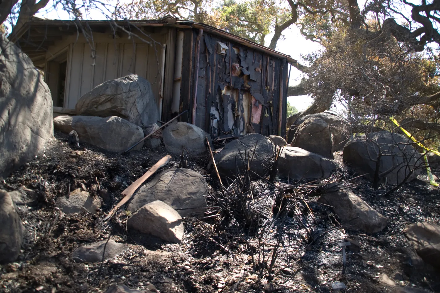 Santa Barbara Botanic Garden after the Jesusita Fire, burned Kiosk