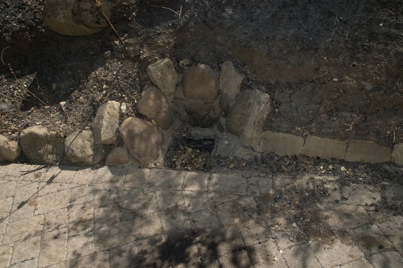 Santa Barbara Botanic Garden after the Jesusita Fire, burned plastic drain