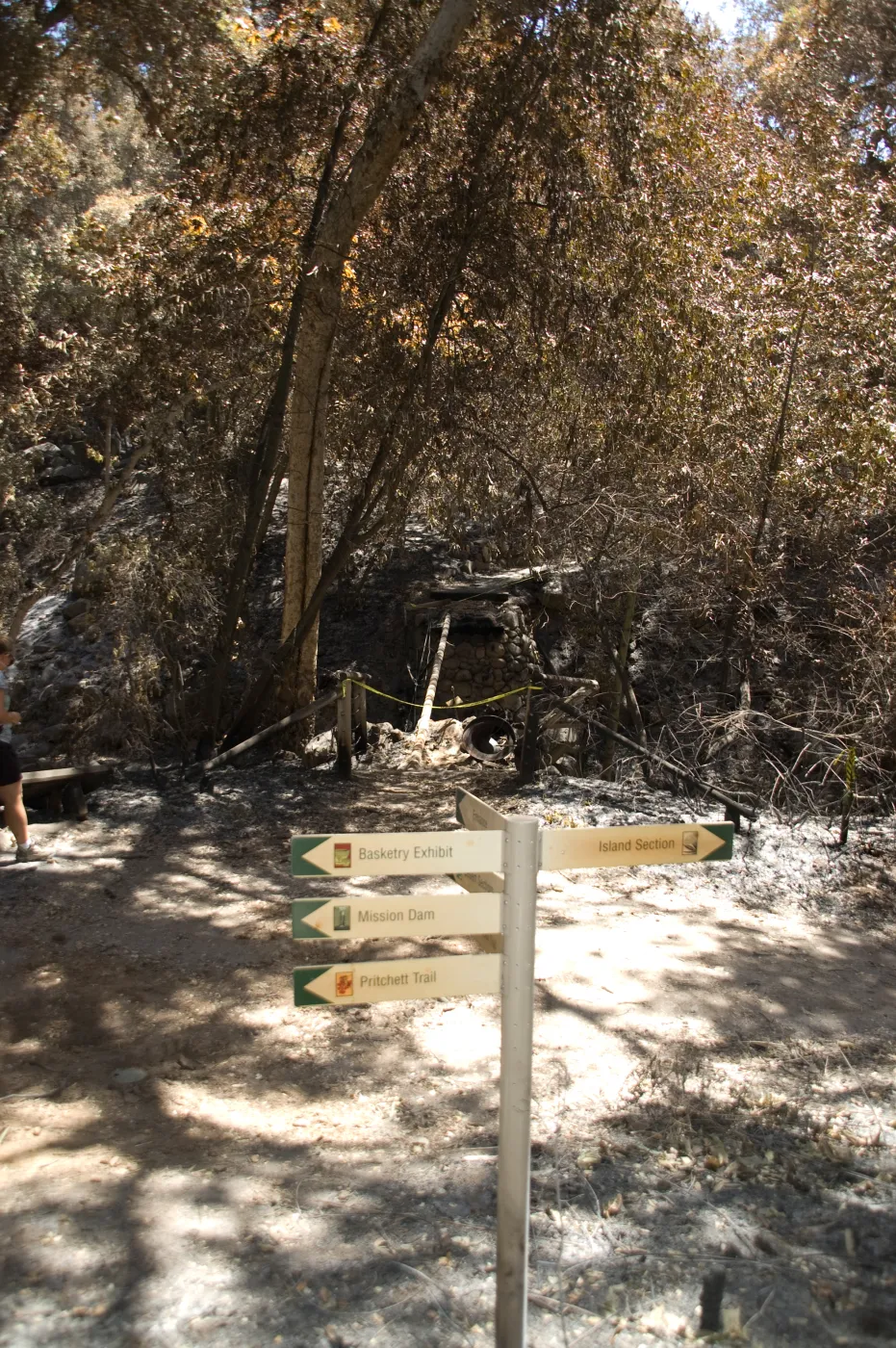 Directional signage on Canyon Trail after the Jesusita Fire