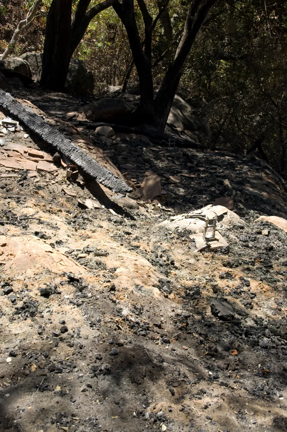 burned remains of the Home demonstration deck after the Jesusita Fire