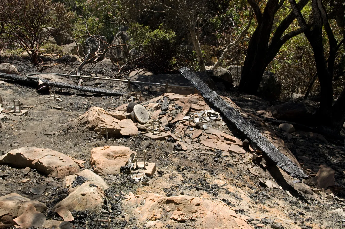 burned remains of the Home Demonstration deck after the Jesusita Fire