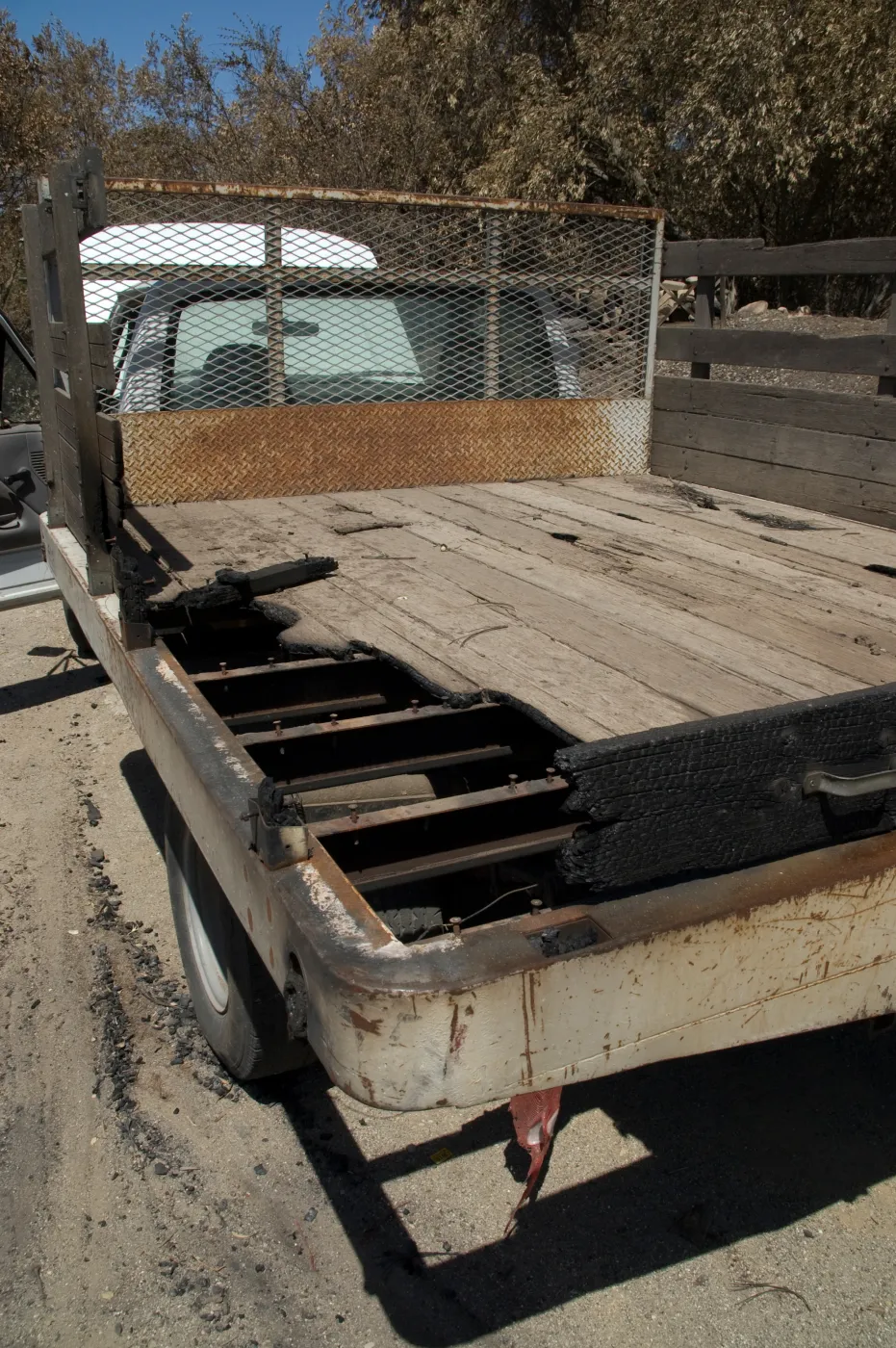 Garden truck burned at the Gane House site, after the Jesusita Fire