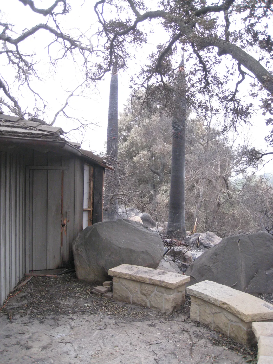 back side of Information Kiosk after the Jesusita Fire