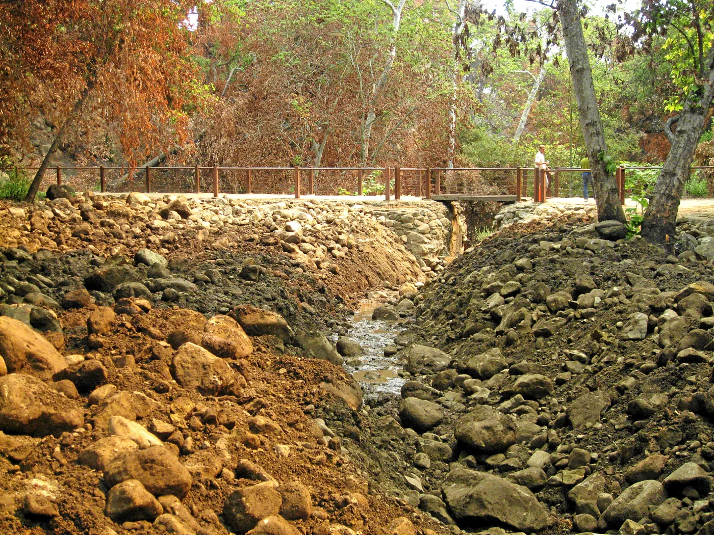 Channelization of Mission Creek above Mission Dam after Jesusita Fire