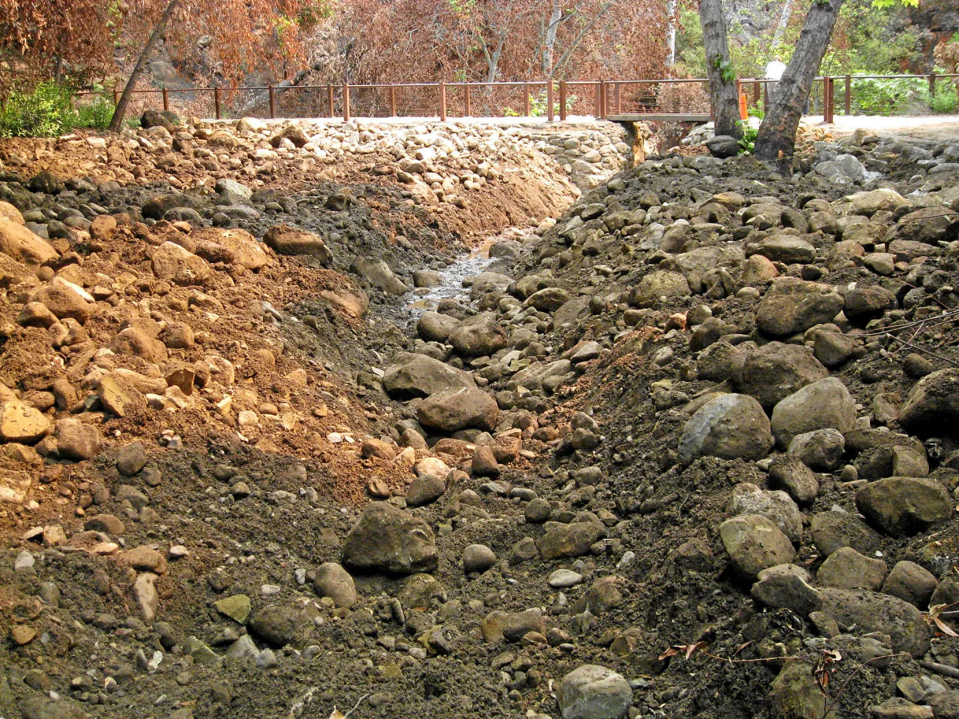 Channelization of Mission Creek above Mission Dam after Jesusita Fire
