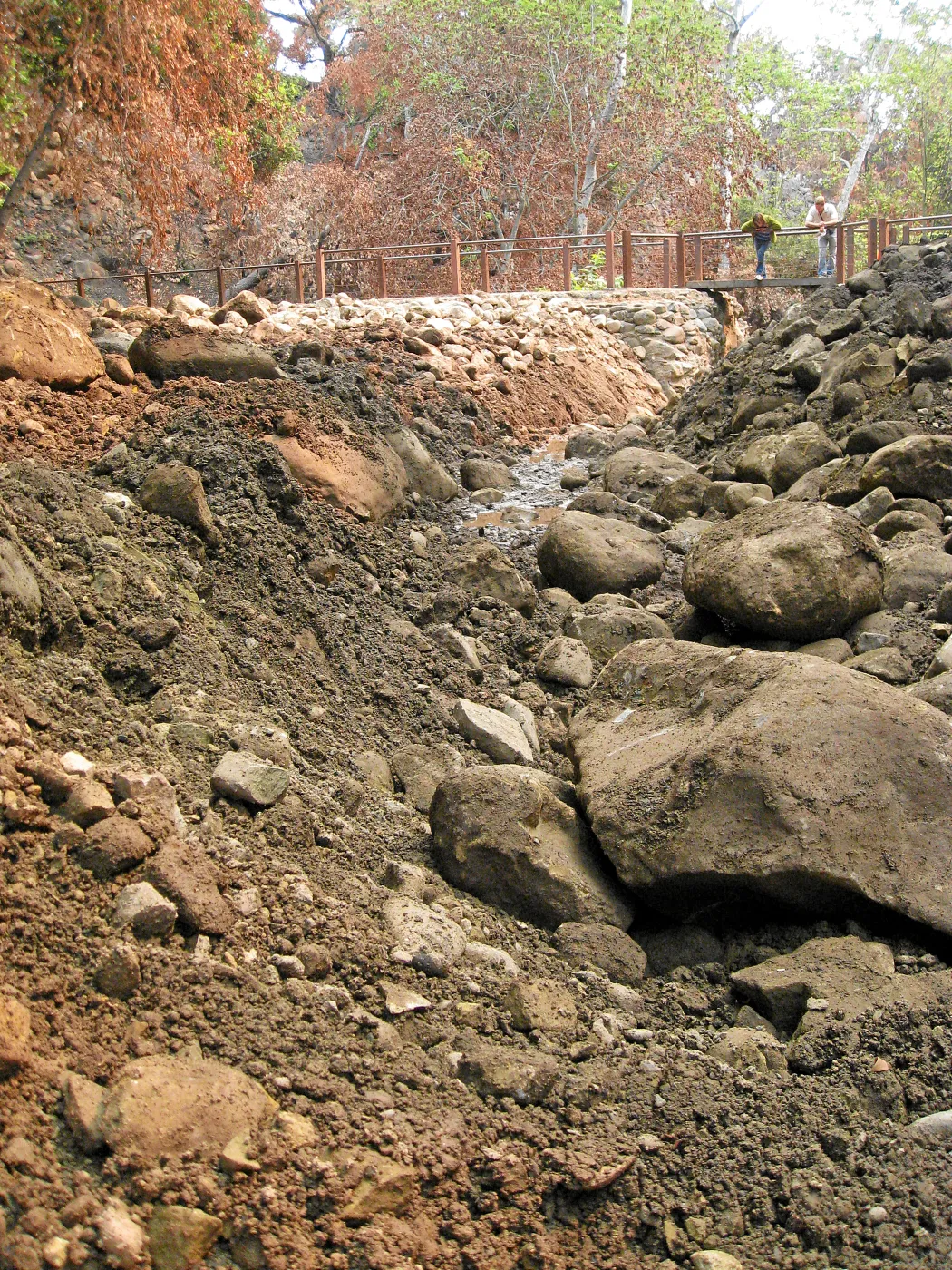 Channelization of Mission Creek above Mission Dam after Jesusita Fire