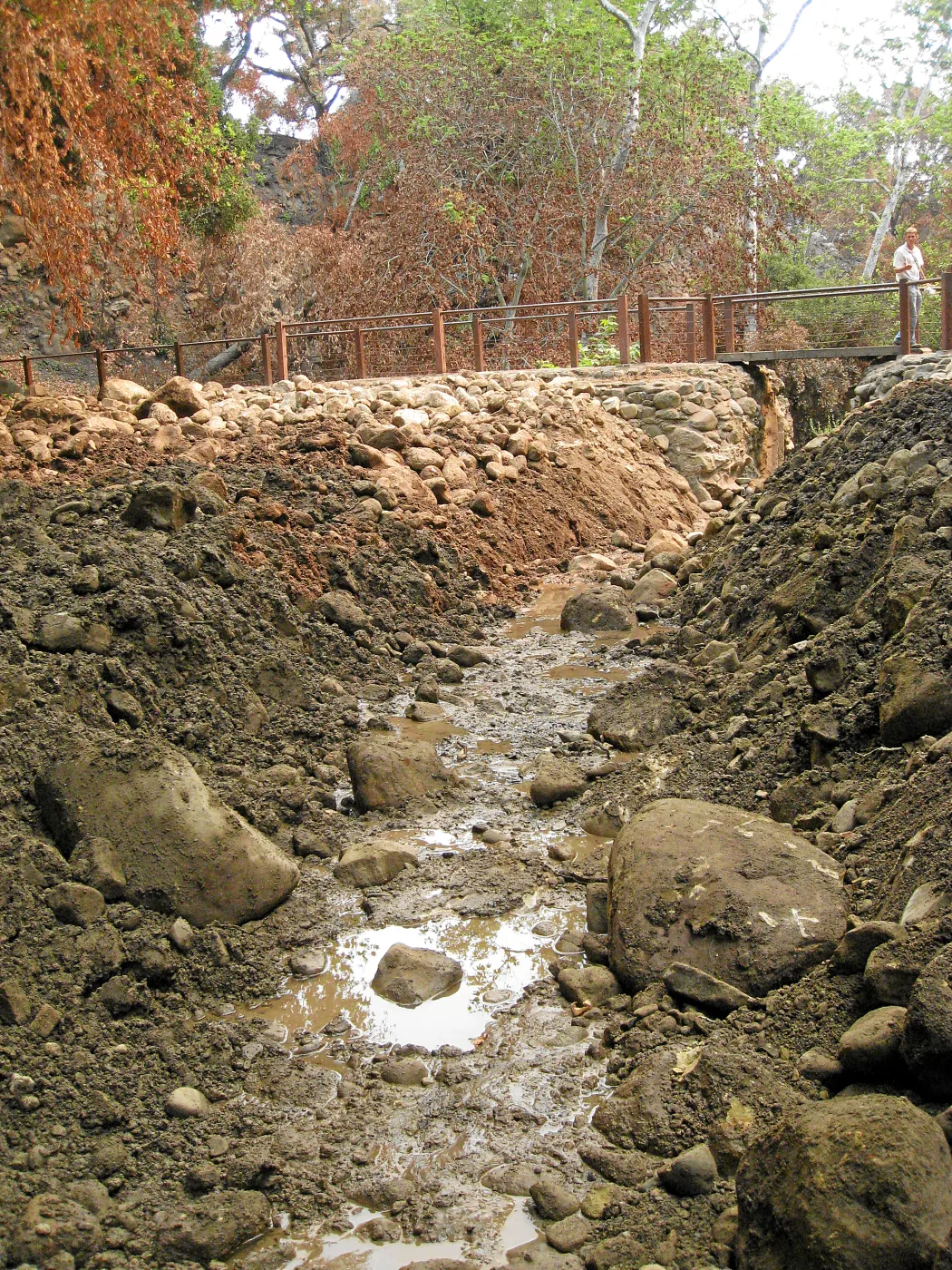 Channelization of Mission Creek above Mission Dam after Jesusita Fire