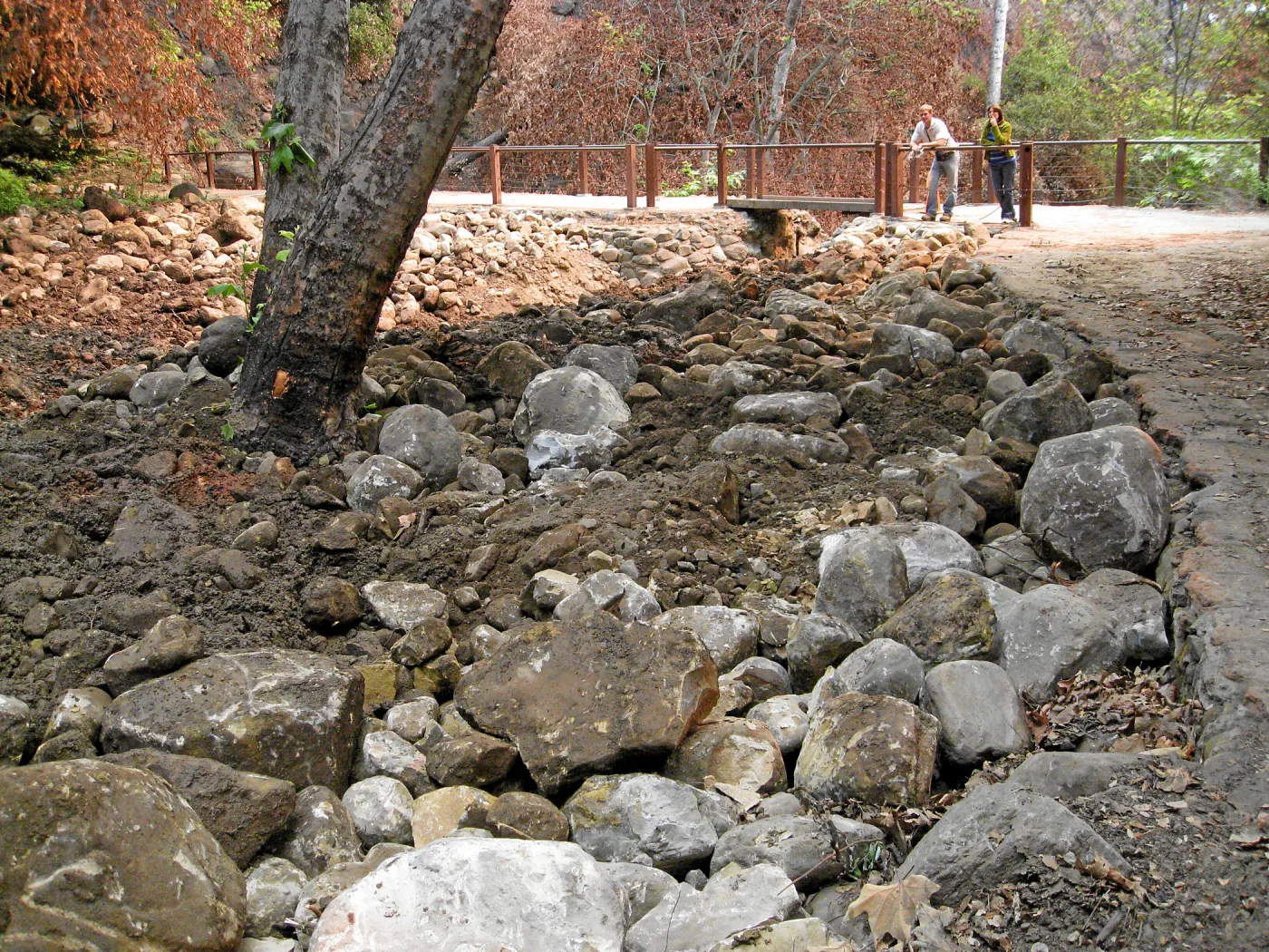 Channelization of Mission Creek above Mission Dam after Jesusita Fire