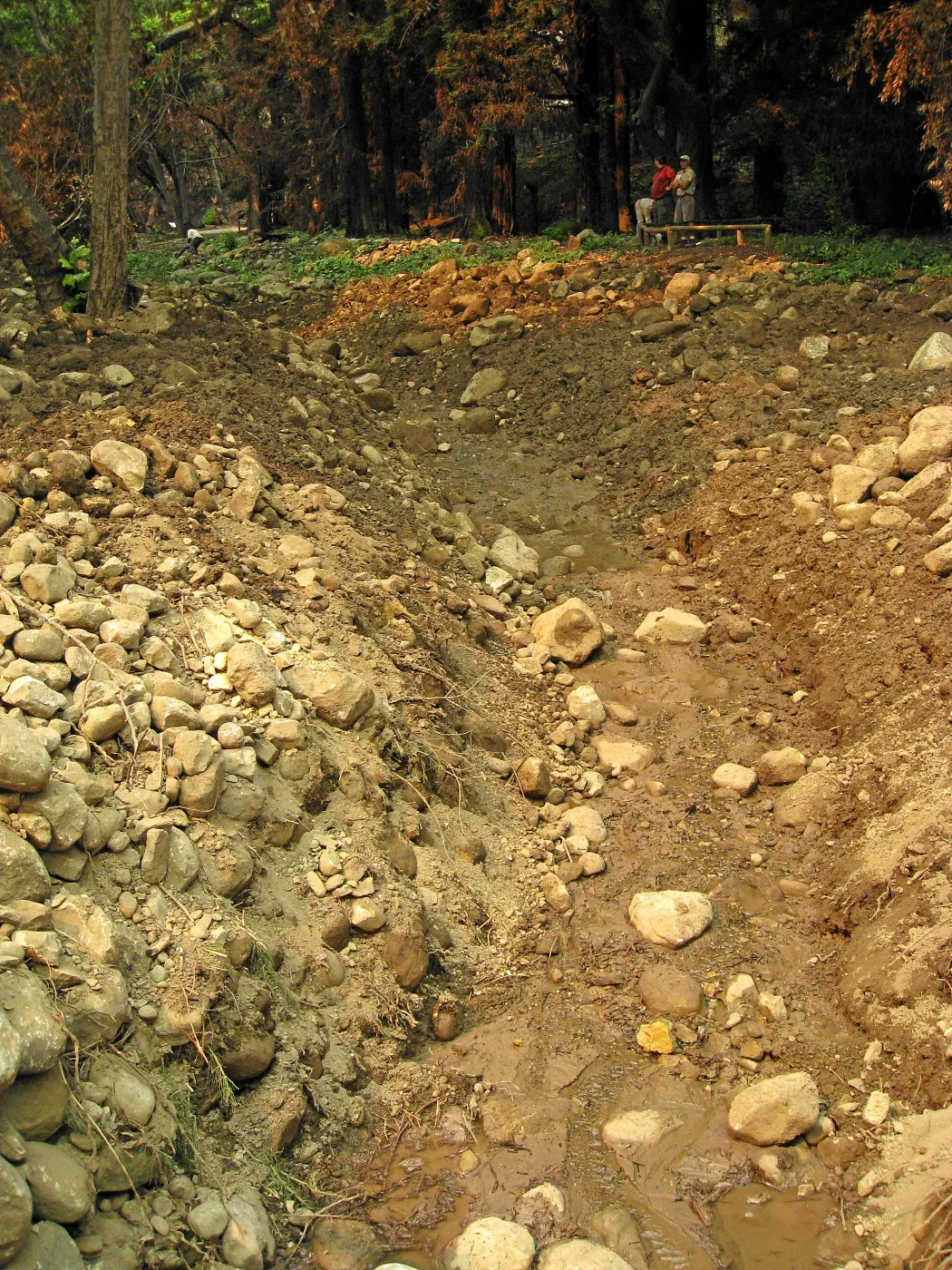 Channelization of Mission Creek above Mission Dam after Jesusita Fire