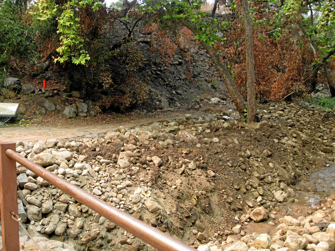 Channelization of Mission Creek above Mission Dam after Jesusita Fire