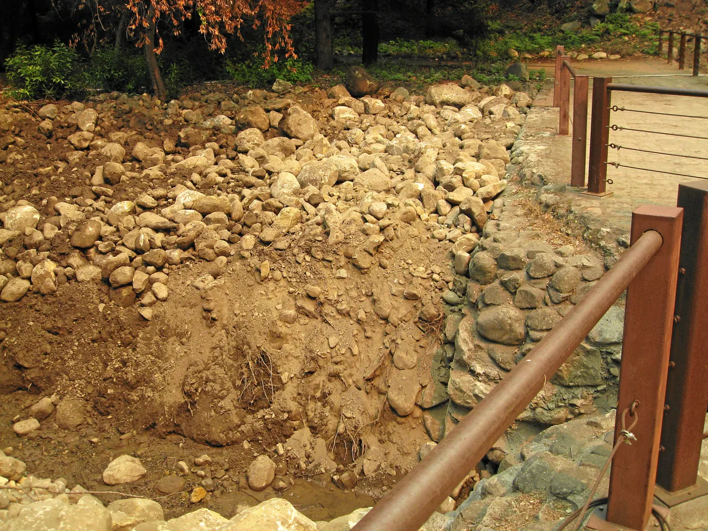 Channelization of Mission Creek above Mission Dam after Jesusita Fire