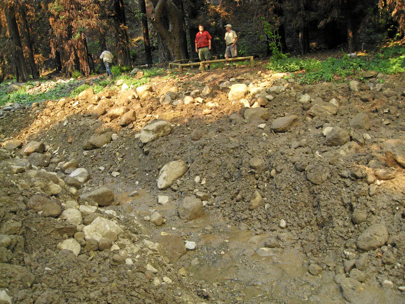 Channelization of Mission Creek above Mission Dam after Jesusita Fire