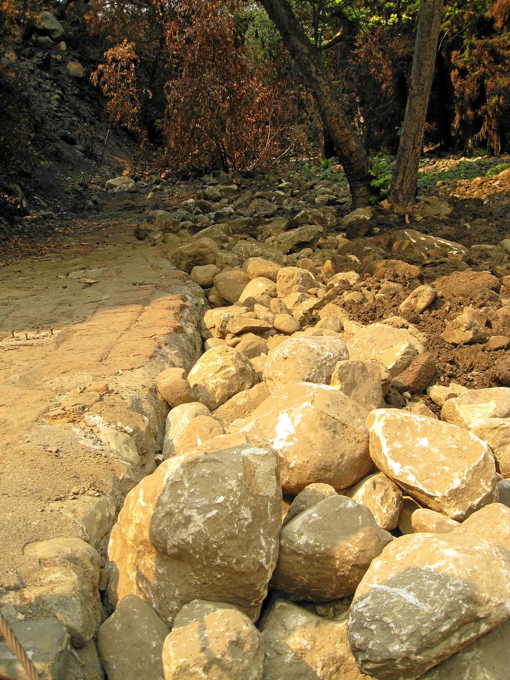Channelization of Mission Creek above Mission Dam after Jesusita Fire