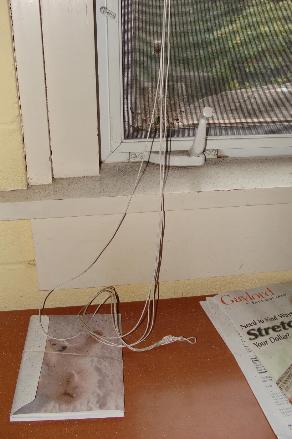 ash covered window sill and desktop, Santa Barbara Botanic Garden, after the Jesusita Fire