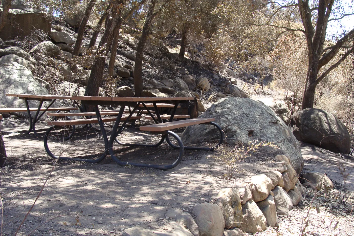 picnic tables, after the Jesusita Fire