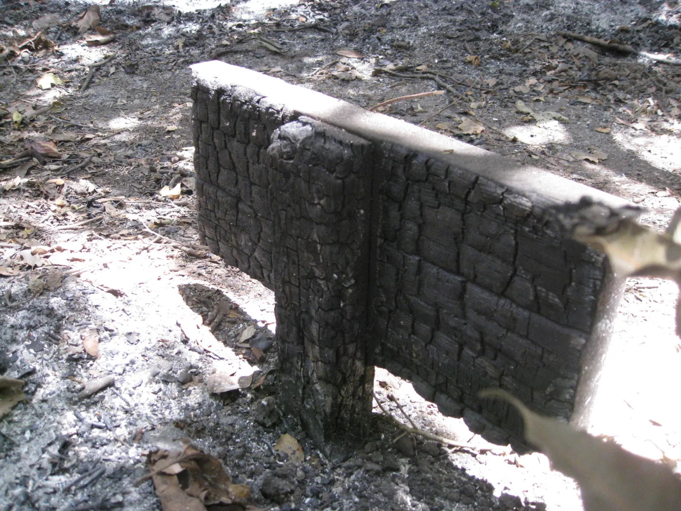 fire damaged sign after the Jesusita Fire