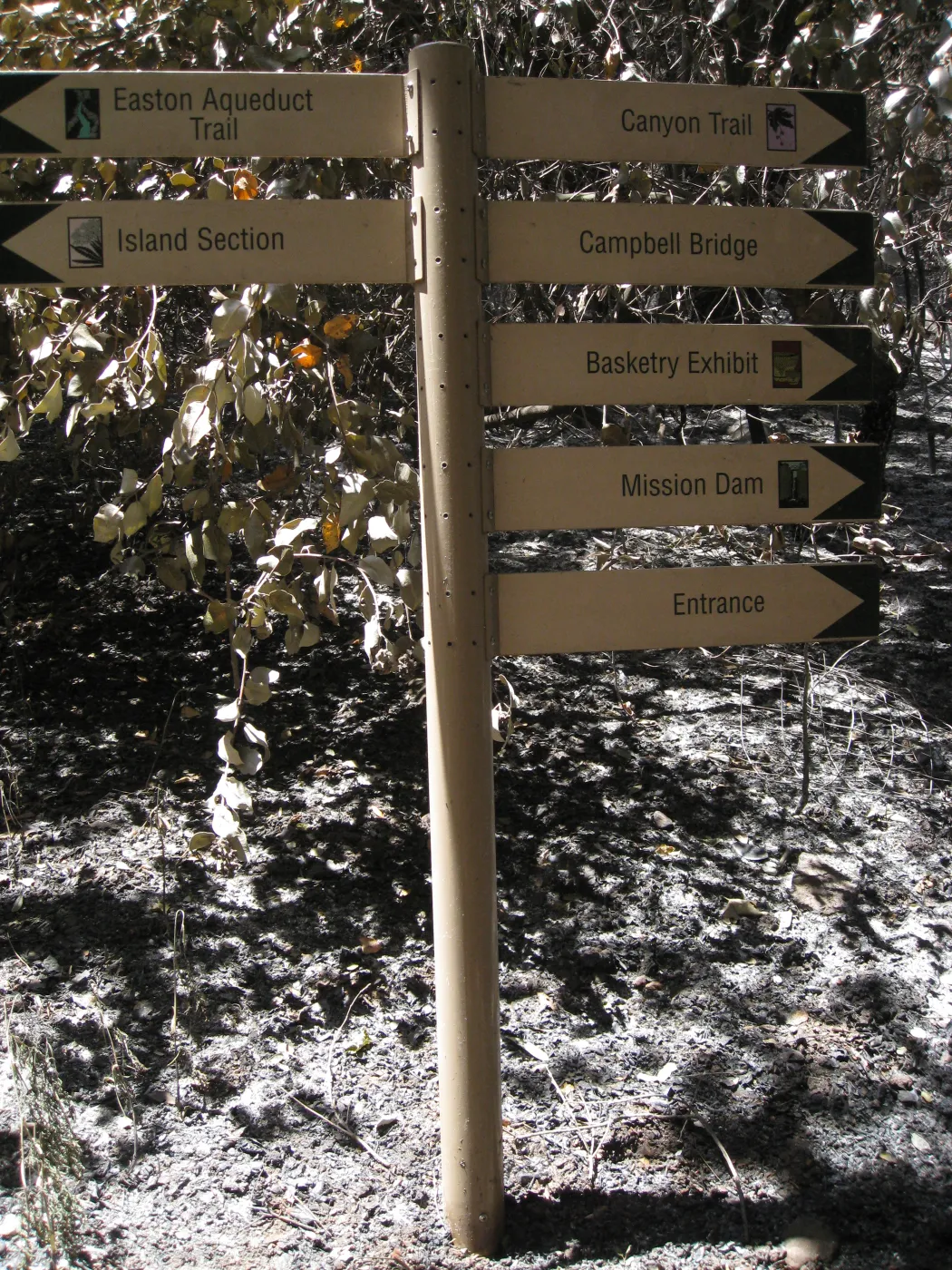 directional sign in the Canyon Section after the Jesusita Fire