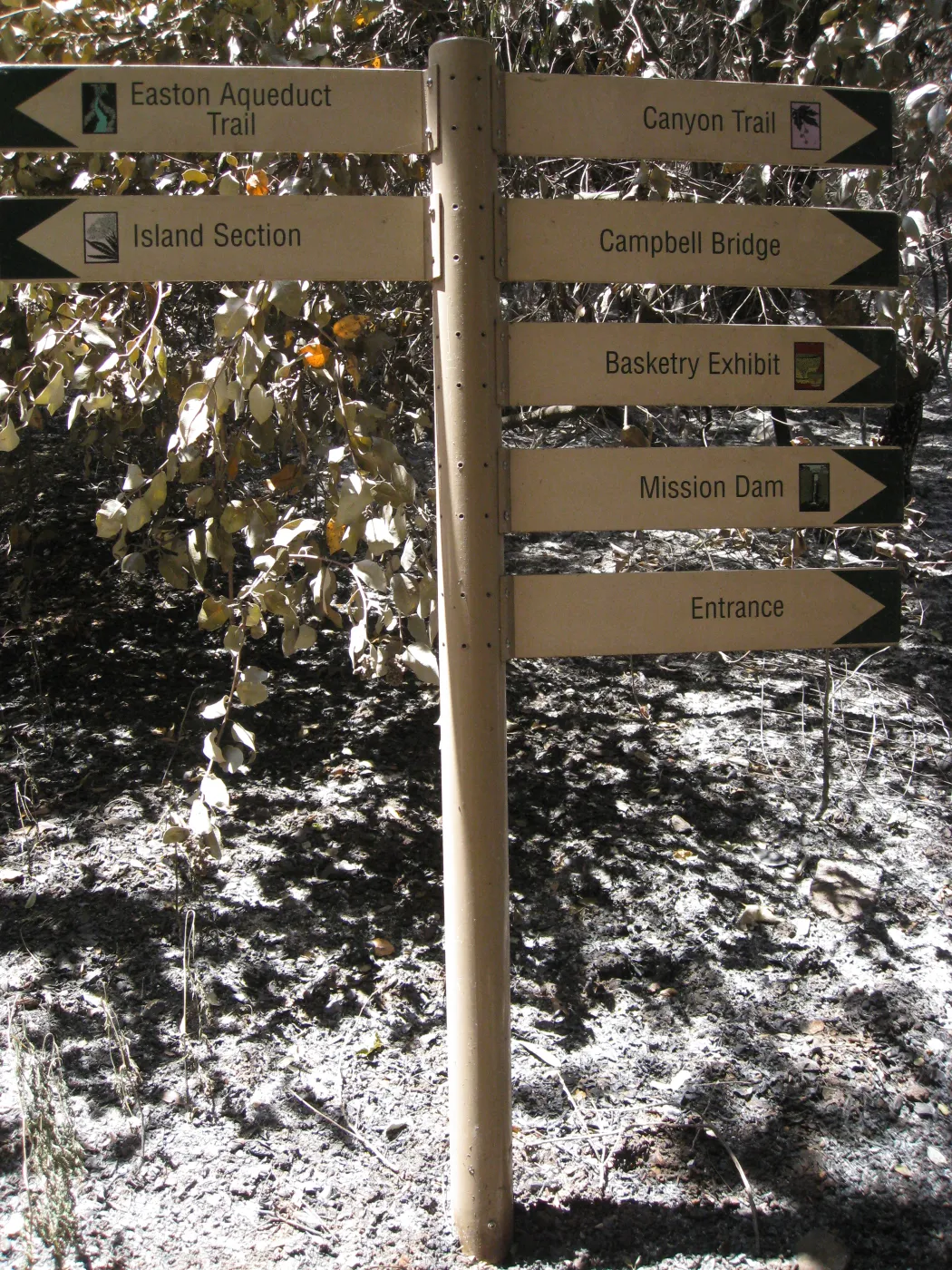 directional sign in the Canyon Section after the Jesusita Fire