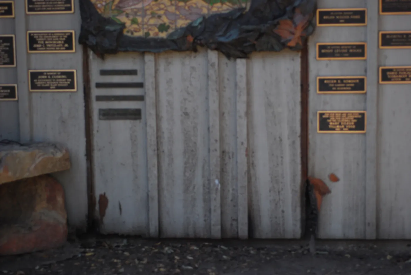 fire damaged section of the Information Kiosk after the Jesusita Fire