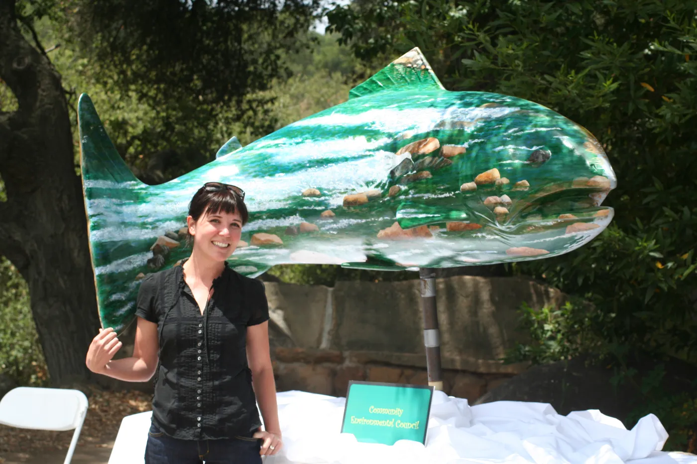 painted steelhead sculpture, SBBG Bio Blitz, 2007