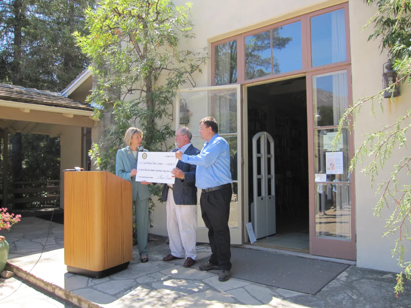 Lois Capps presentation of IMLS grant funds for SBBG GIS project