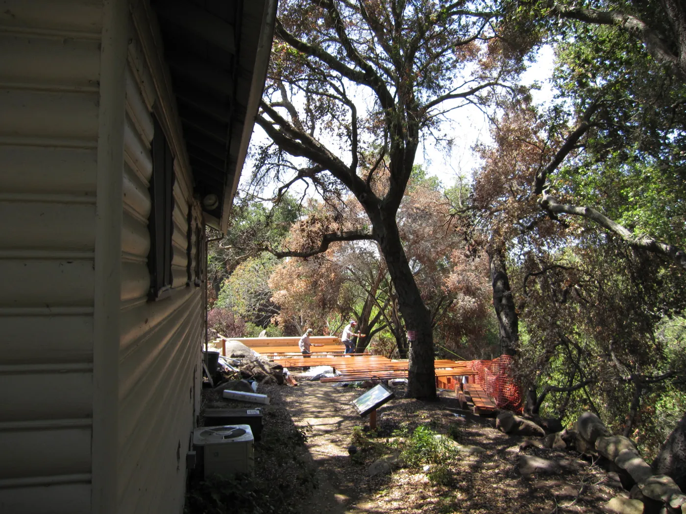 construction of new Home Demonstration Deck, after the Jesusita Fire