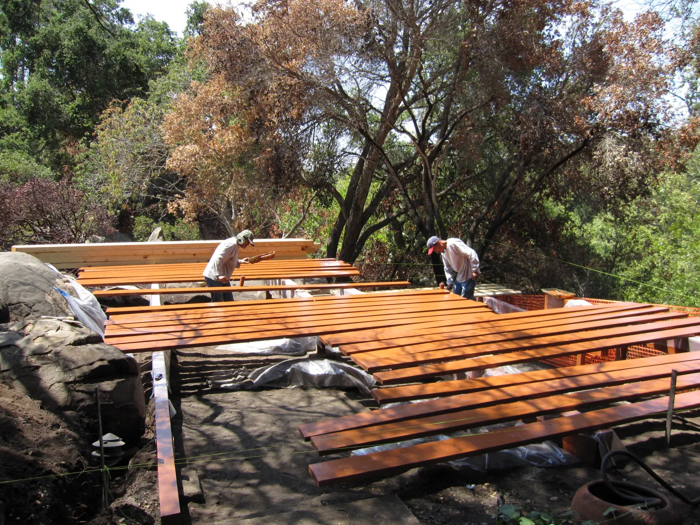 construction of new Home Demonstration Deck, after the Jesusita Fire