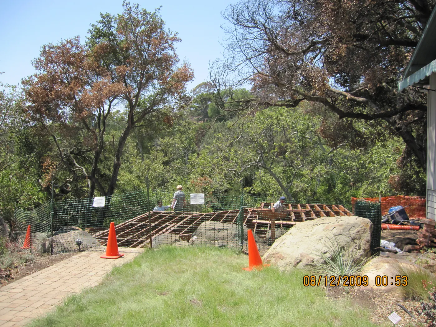 construction of new Home Demonstration Deck, after the Jesusita Fire