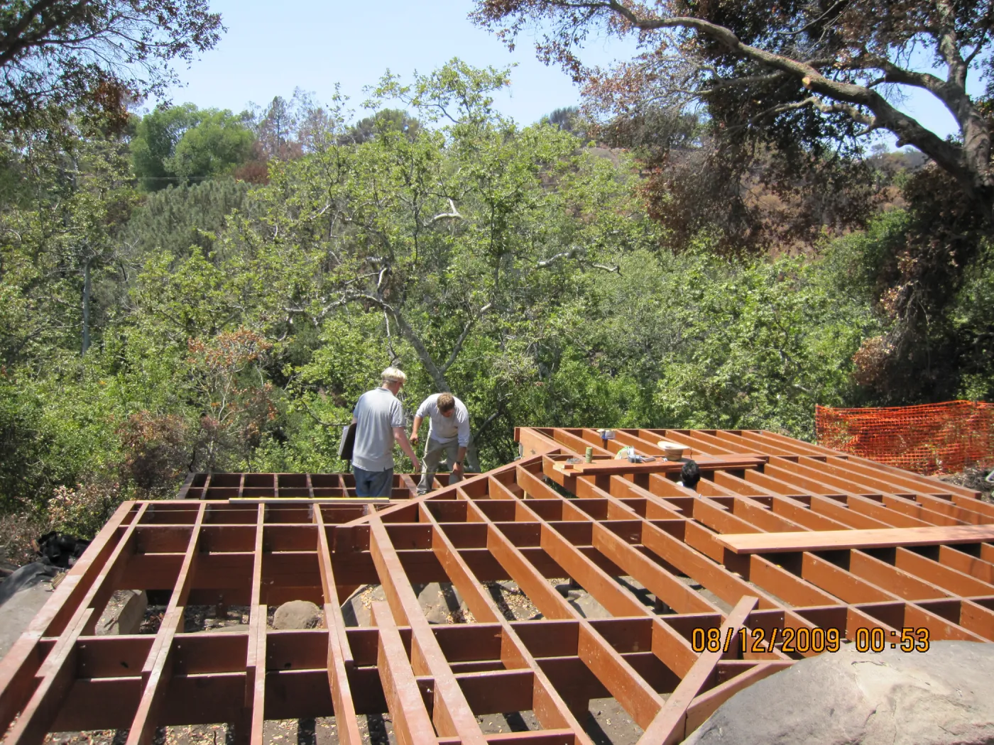 construction of new Home Demonstration Deck, after the Jesusita Fire
