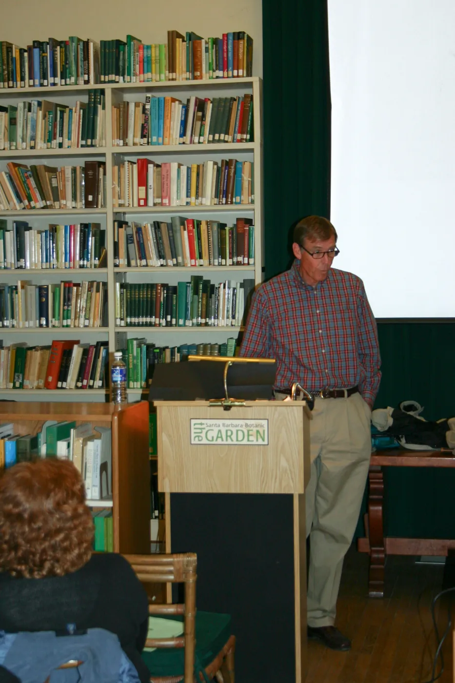 Bob Muller introduces Yale professor F. Herbert Bormann, lecture at SBBG