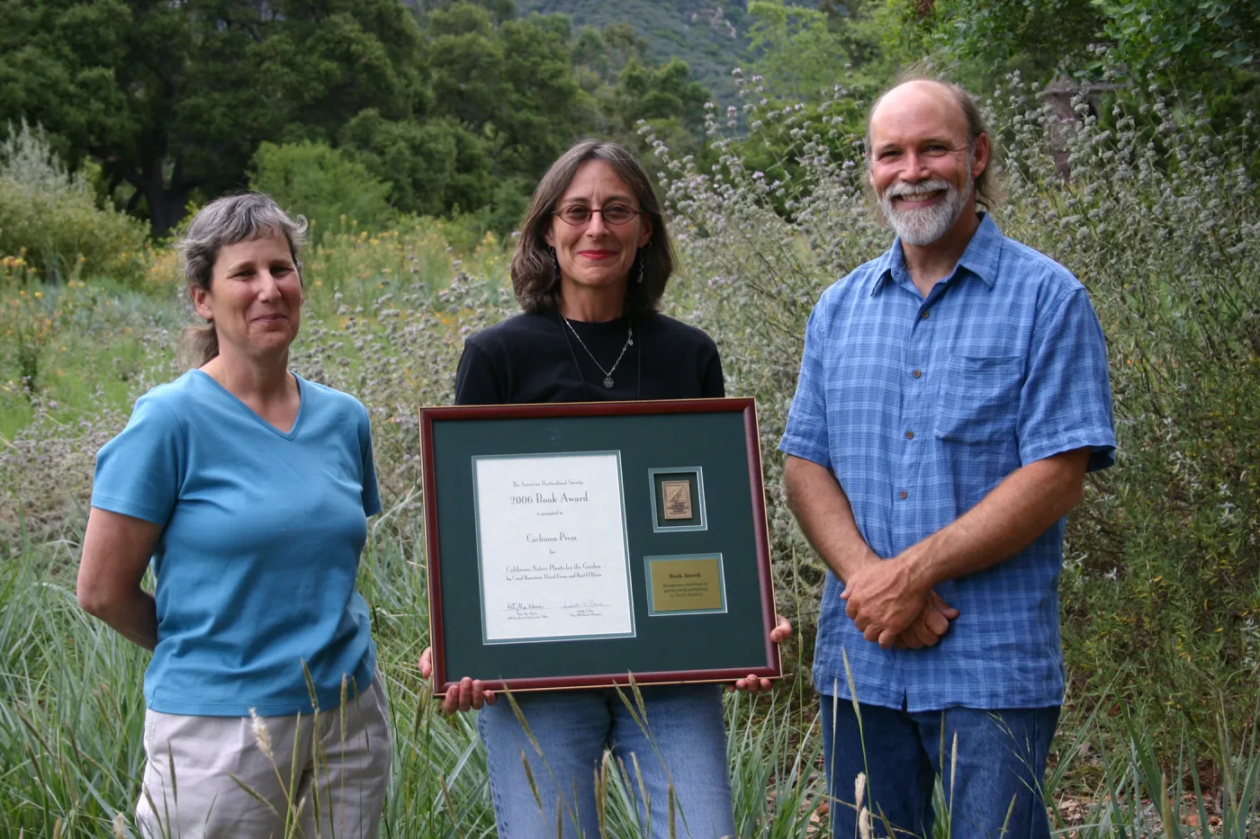 American Horticultural Society 2006 Book Award, presented to Carol Bornstein at SBBG, for California Native Plants for the Garden