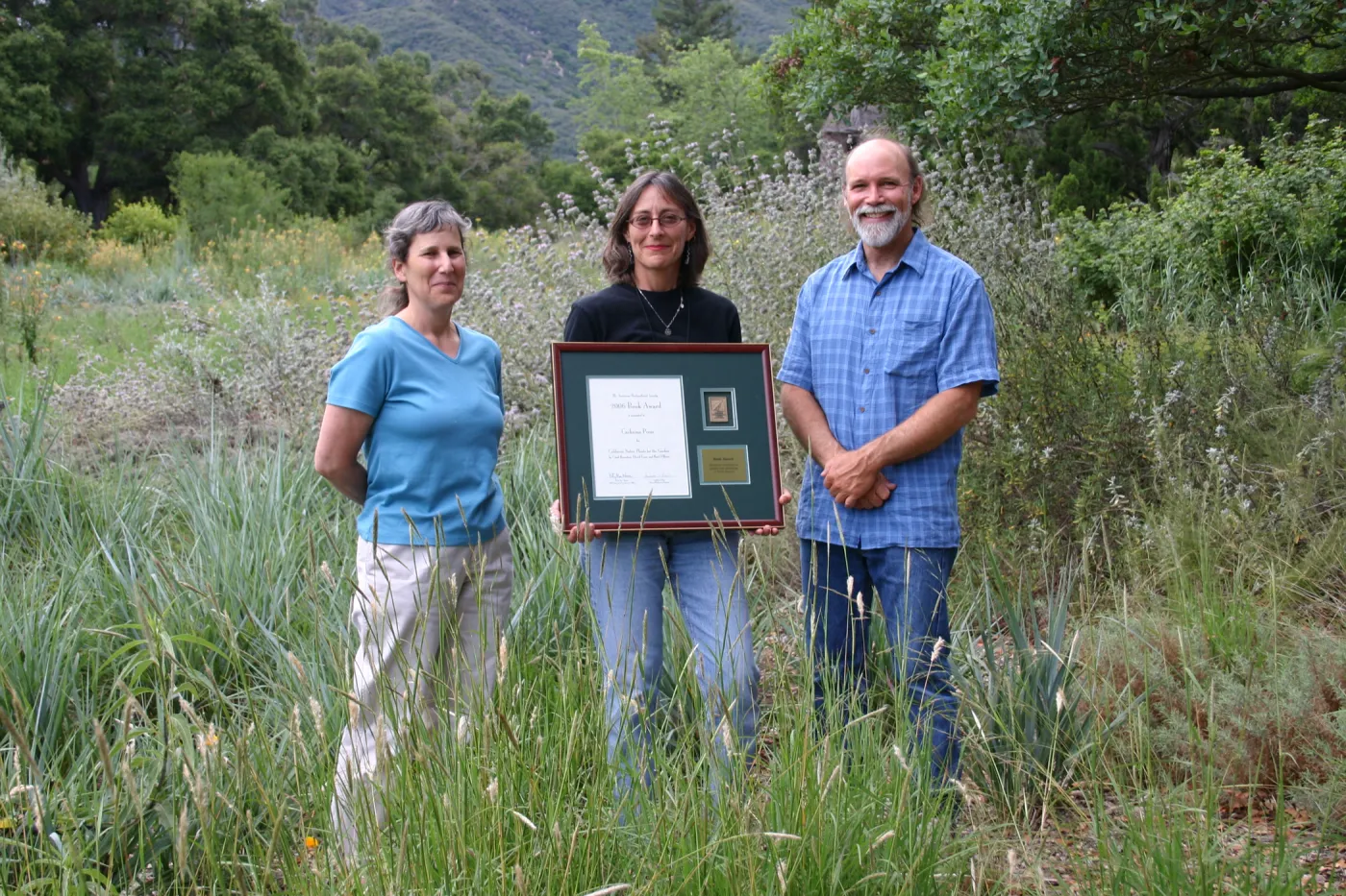 American Horticultural Society 2006 Book Award, presented to Carol Bornstein at SBBG, for California Native Plants for the Garden
