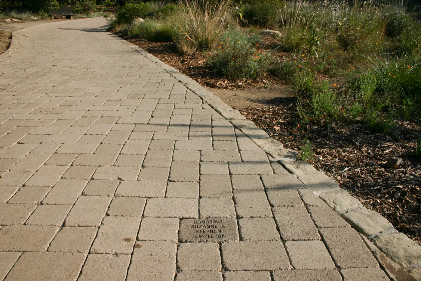 Milestone paver stones, dedication, rememberance, pathway along the Meadow