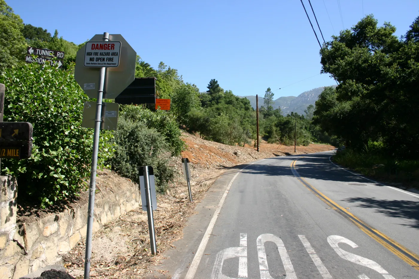 Mission Canyon Road after removal of Eucalyptus trees