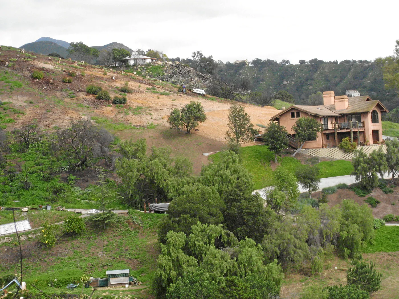 Looking east from Gane house site post fire