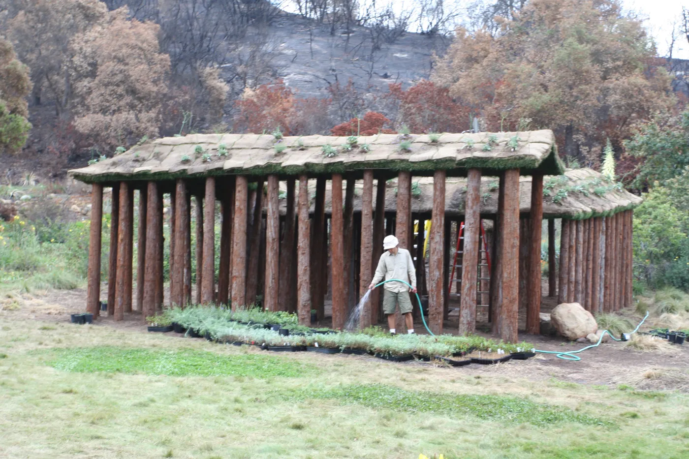 SBBG Fire Walk in the Garden, one month after Jesusita Fire, Herb Parker sculpture
