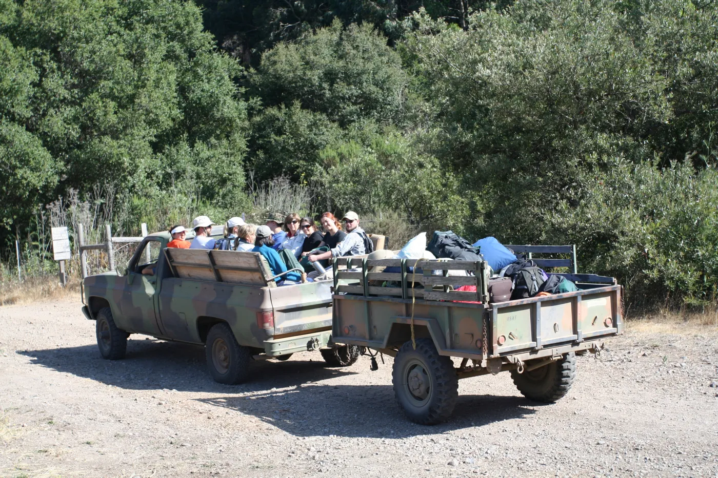 TEAWET, Santa Cruz Island field trip, 2009, truck and trailer transport
