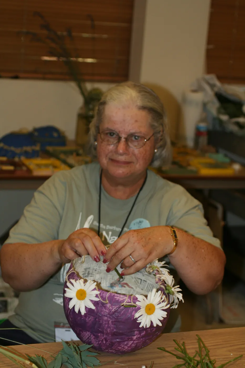 Linda Bizzelle, paper mache crafts, SBBG Summer Nature Camp, 2006