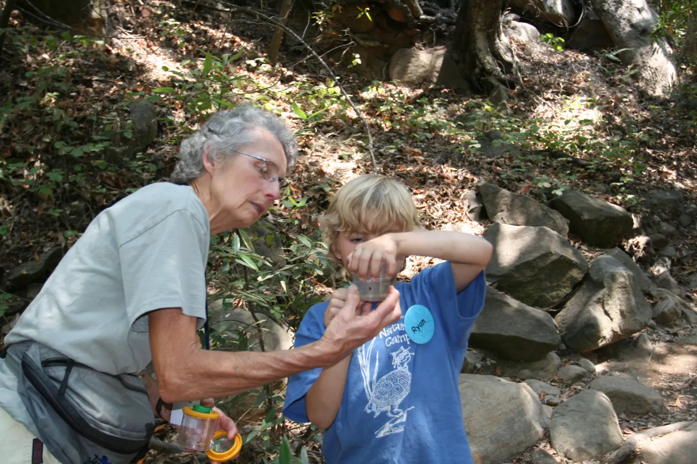 Sue B., exploring life in Mission Creek, SBBG Summer Nature Camp, 2008