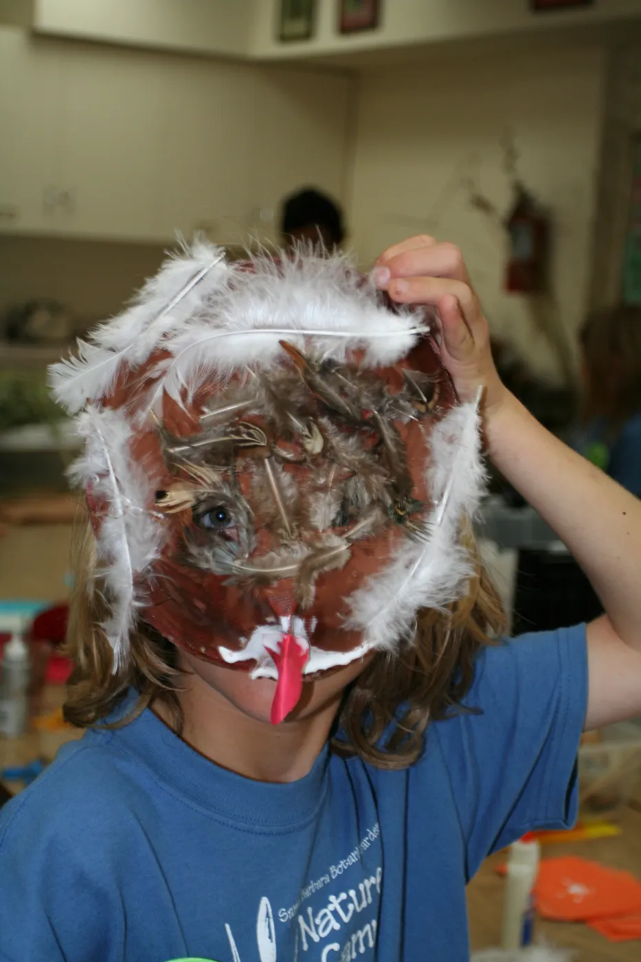 feather masks, SBBG Summer Nature Camp, 2008