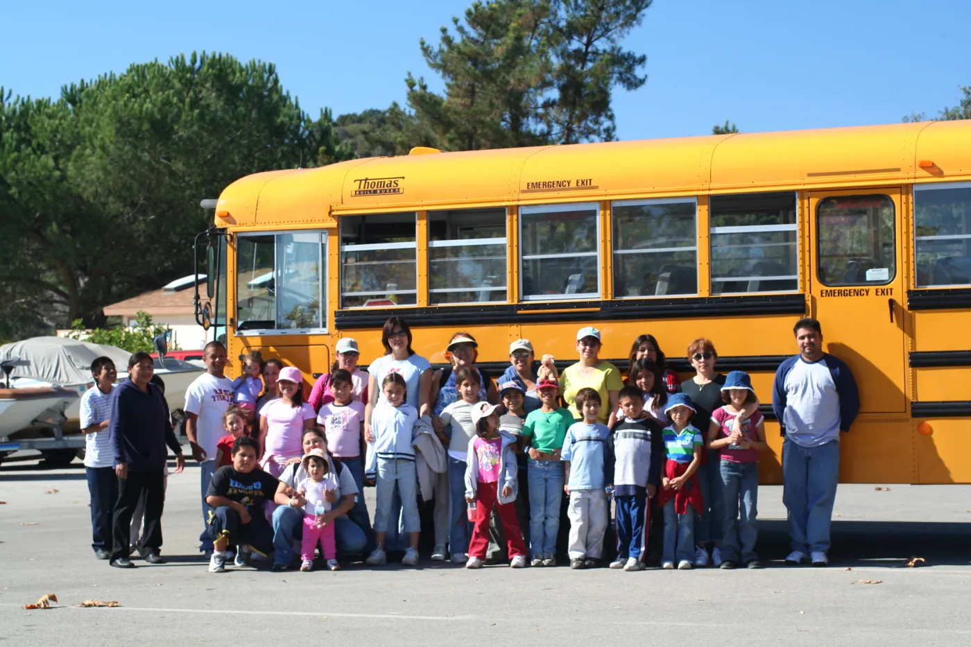 group photo, by bus, Lake Casitas, SBBG education tours, 2005-2006