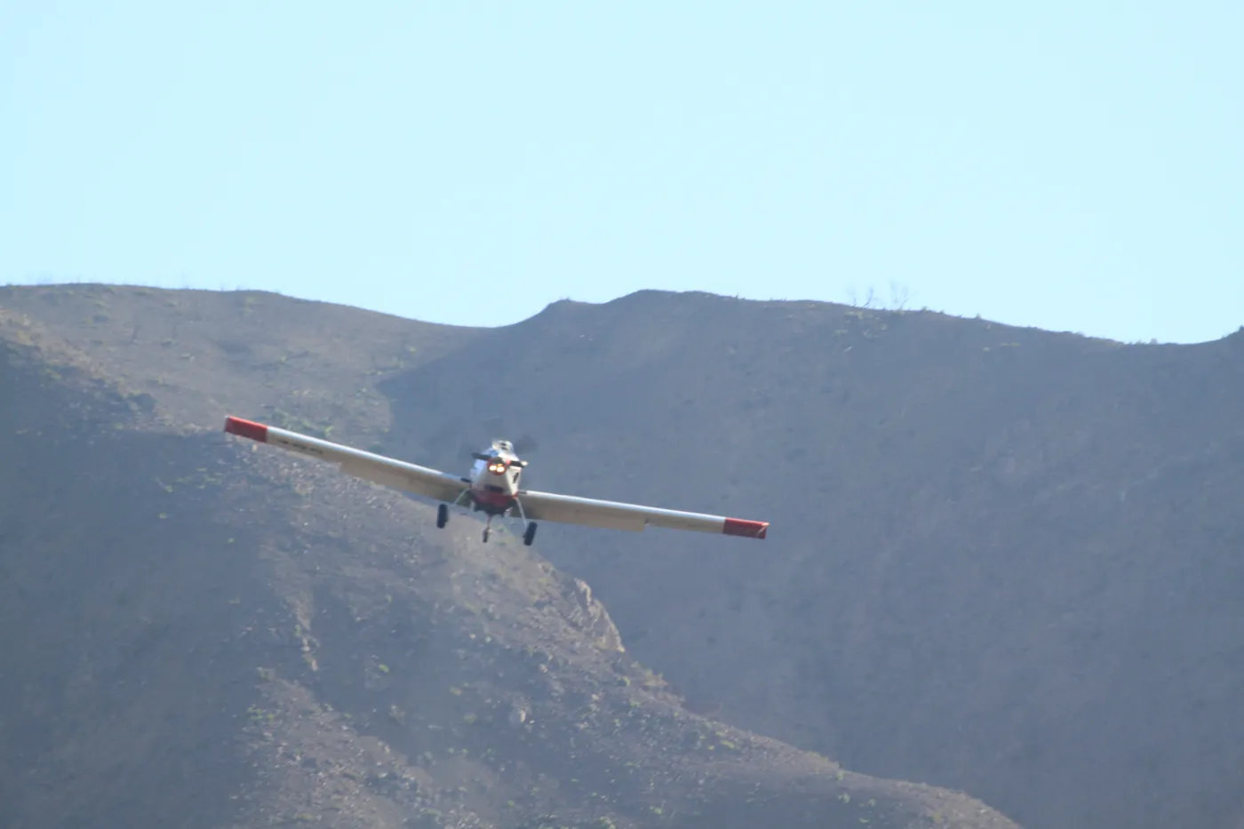 hydromulching by airplane, Santa Ynez mountains, after the Jesusita Fire, 2009