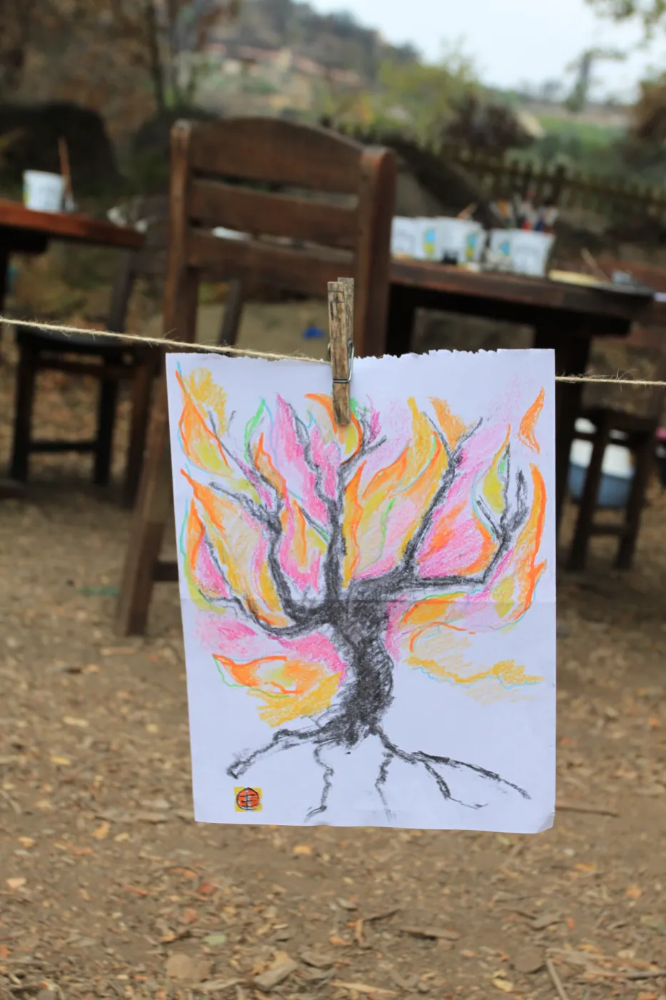 charcoal drawings activity, Art from Ashes event, SBBG