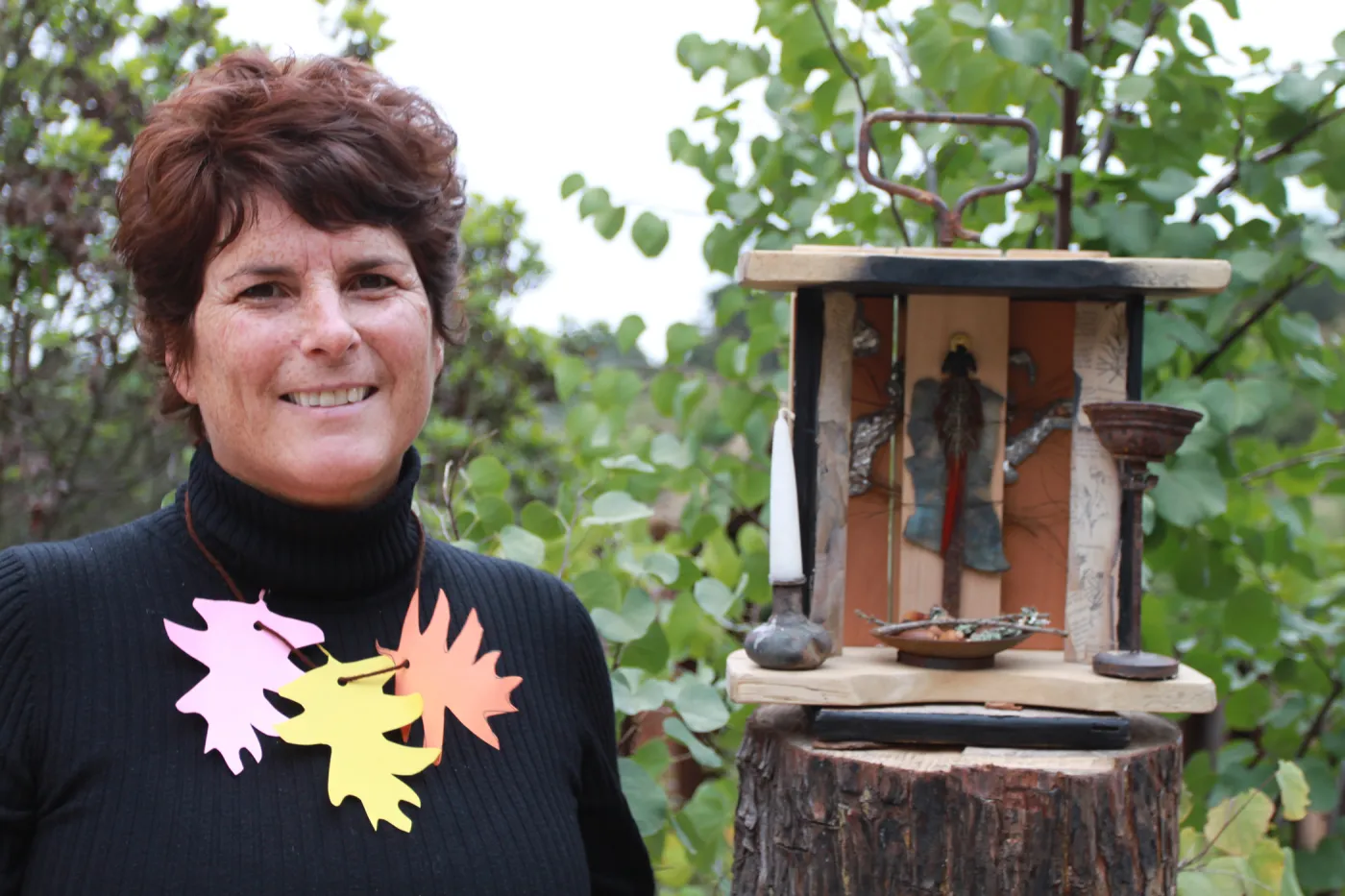 Barbara Backlund, art exhibit by Mary Price, Going Forward, Art from the Ashes event, SBBG