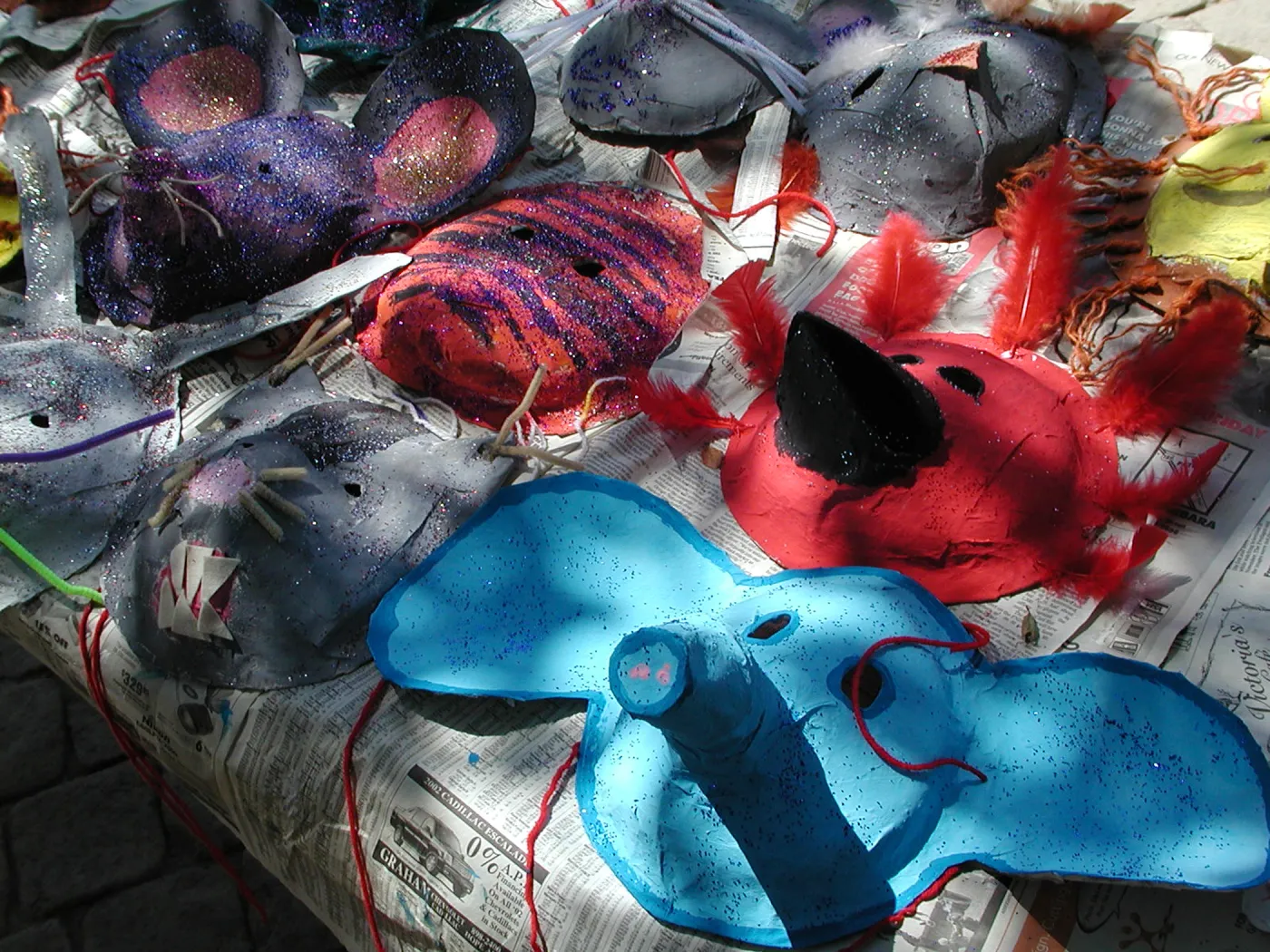 painted animal masks, SBBG Summer Nature Camp, 2002