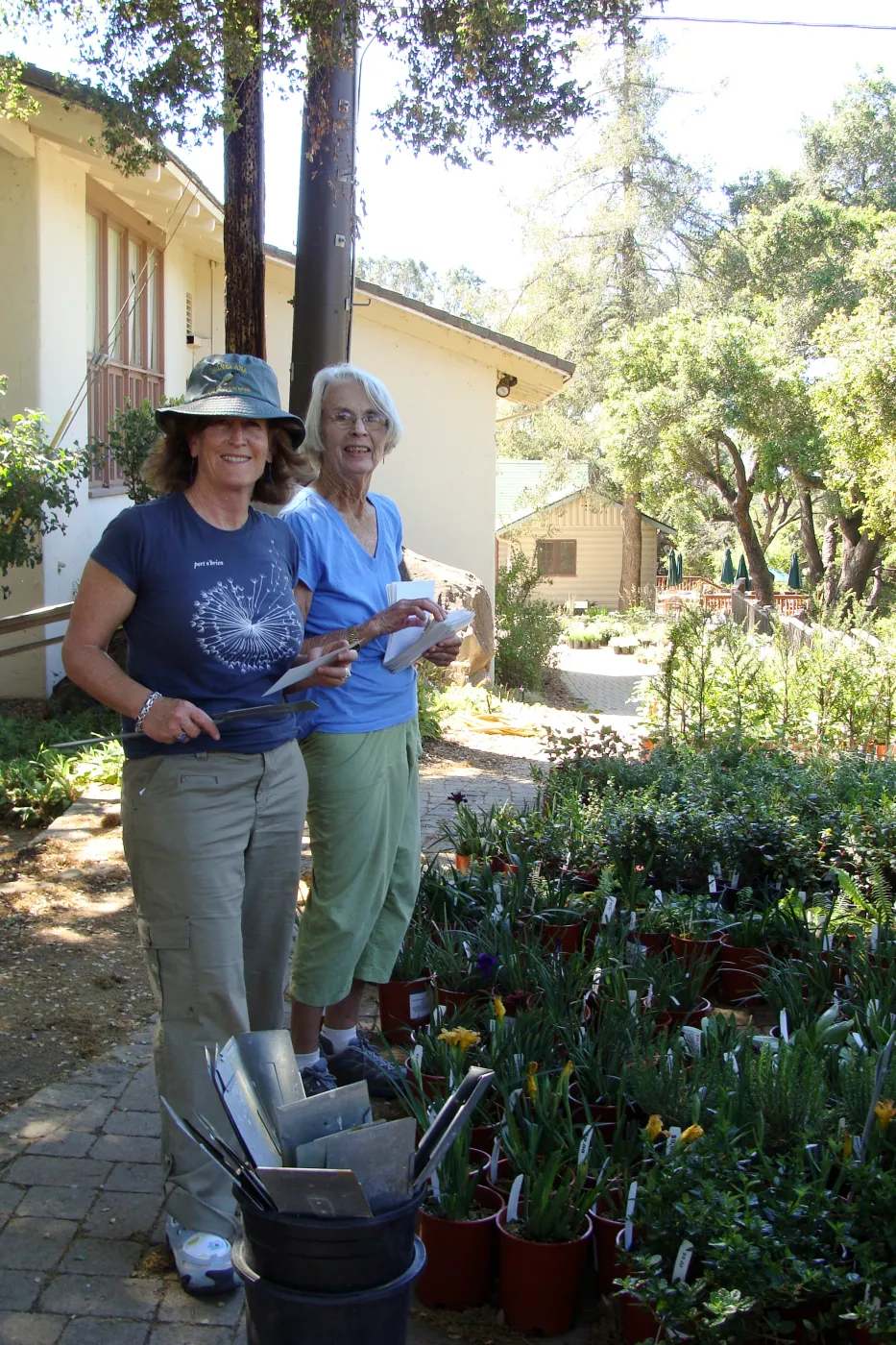 Betsy Collins and Corinne Gallagher prepare for the Spring Plant Sale, 2011