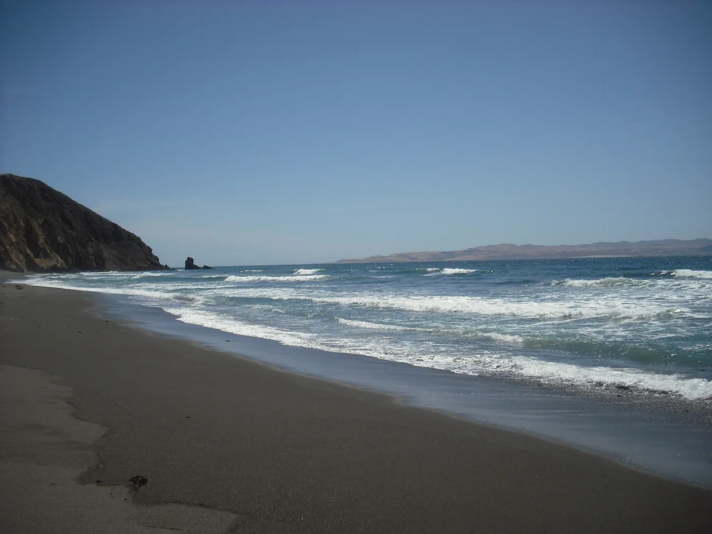 Christy Beach on west end of island with view to Santa Rosa Island, SBBG Field Trip to Santa Cruz Island, 2011