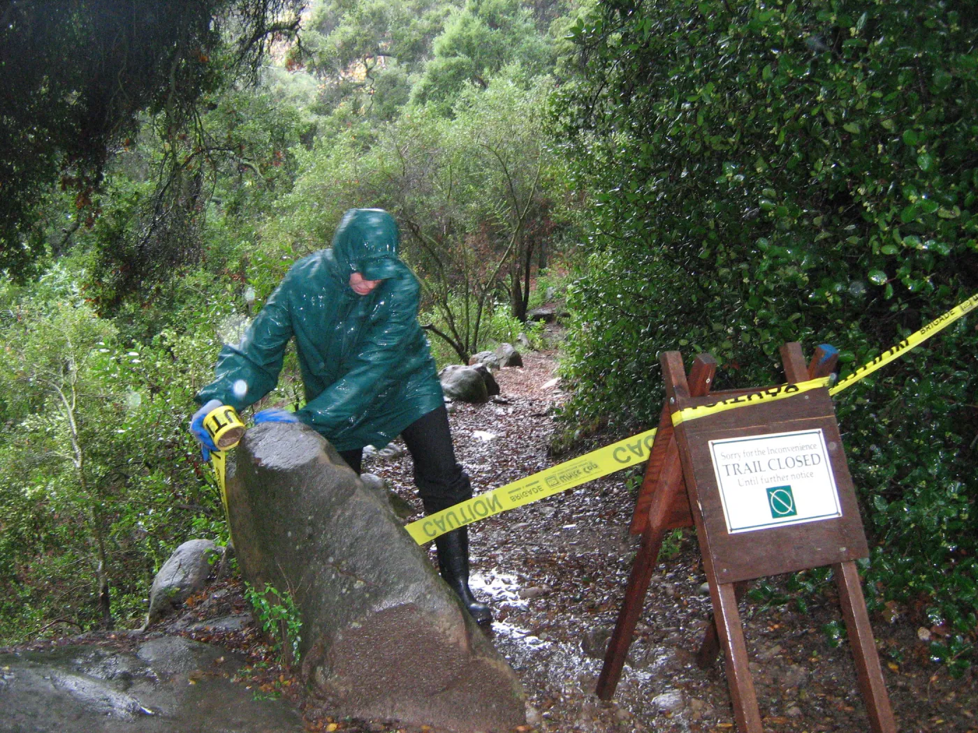 trail closure, rain storm, Heather Wehnau