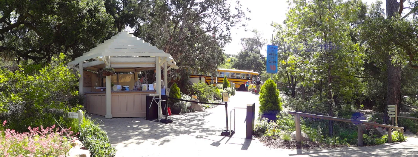 school bus arriving at Garden Entrance